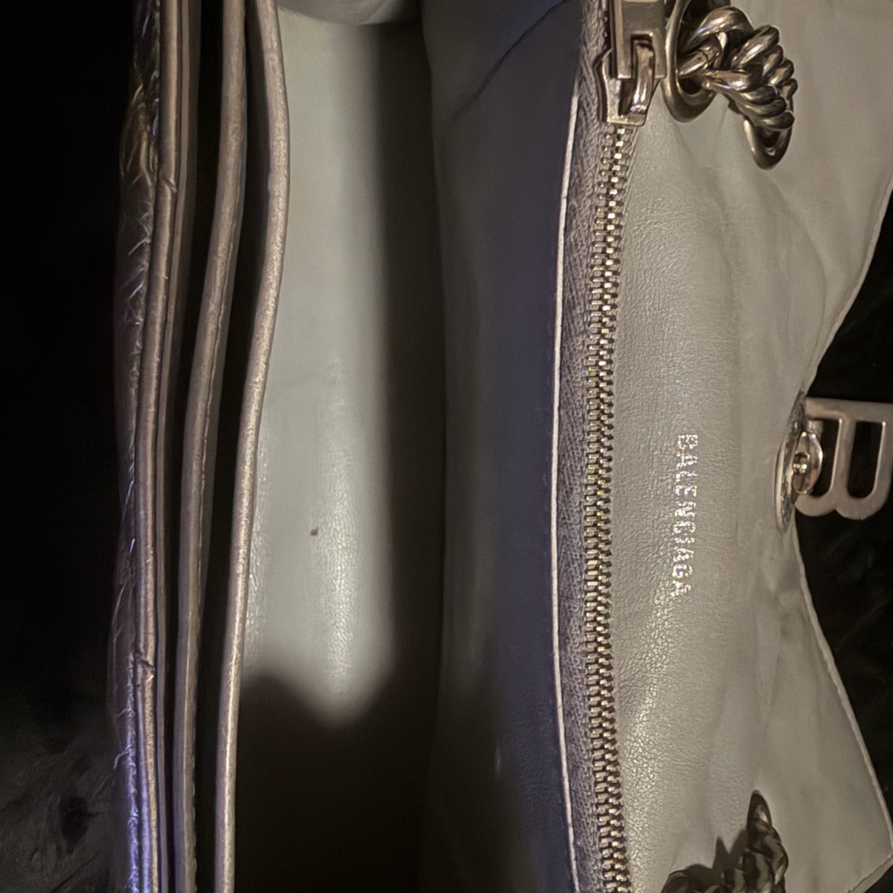 Balenciaga Metallic Silver Quilted Shoulder Bag - Picture 8 of 16
